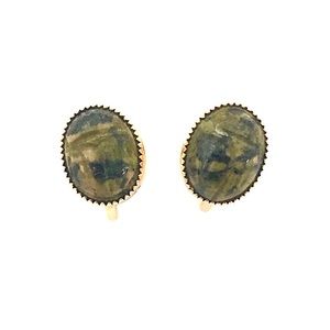 Burt Cassell Nephrite Jade Scarab 12K GF Earrings